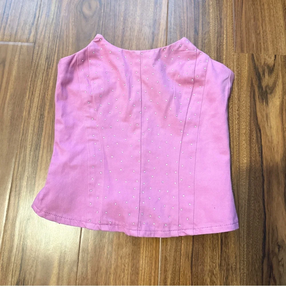 ASOS Pink Rhinestone Corset Top - Picture 1 of 2